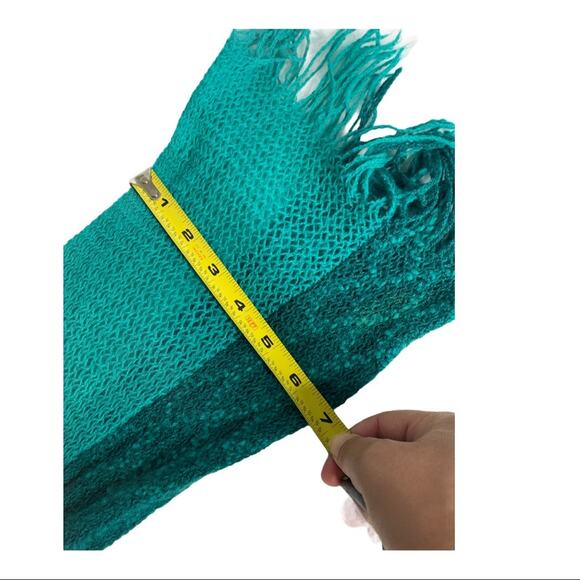 Tube scarf w/ tassel fray 2-tone teal green color - Picture 2 of 4